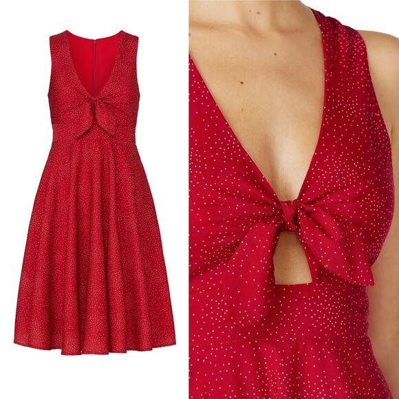Hutch Reese Dress Red Polka Dot Size Small A-Line Swingy Flowy Cutout Bow‎ Cute - Picture 2 of 16
